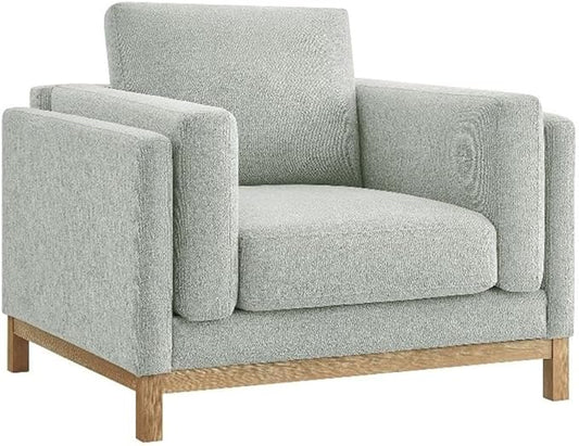 Modway Roscoe Fabric Armchair in Mist - Comfortable Deep Seat Accent Chair with Arms for Living Room or Bedroom
