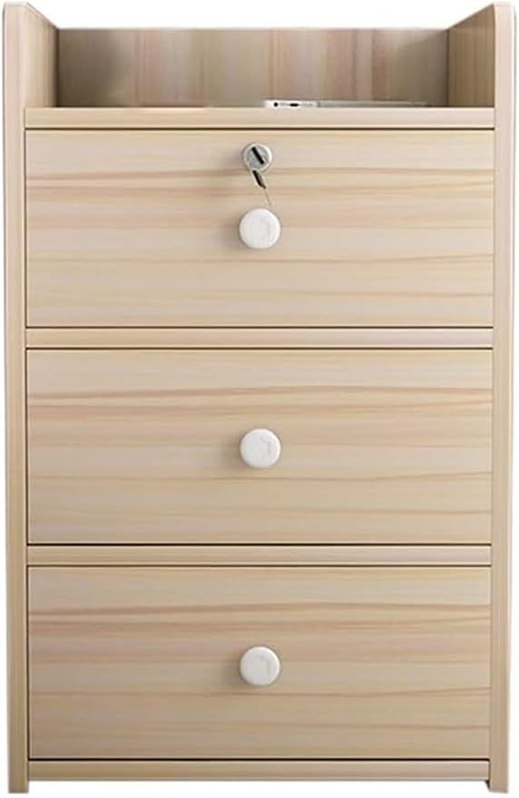 File Cabinet Office Filing Cabinet with Lock Three-Tier Drawer Cabinet Information Cabinet Under Desk Storage(Color:B)