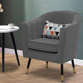 Magshion Barrel Accent Chair with Lumbar Pillow Modern Upholstered Armchair Ergonomic Single Sofa Chair for Living Room Bedroom Office 550 lbs Capacity - Gray