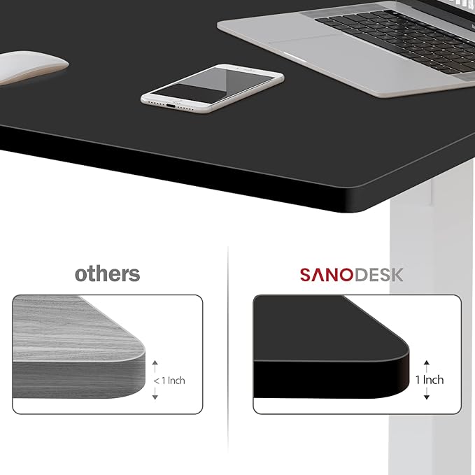 SANODESK Whole-Piece Particle Board Table Top for Standing Desk and Home Office Desk DIY 48x24x1 Inch Black Desk Top