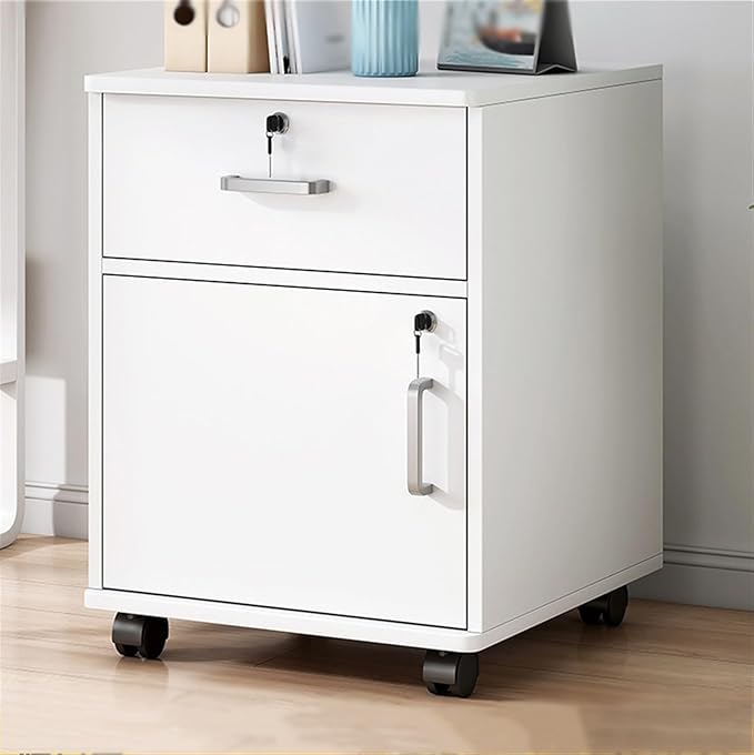 Office File Cabinet Wooden File Cabinet with One Door Storage Cabinet with Sliding Wheel Storage Lock Small Side File Cabinet (Color :