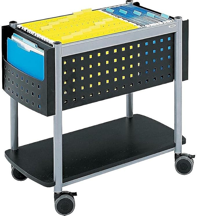 Safco Scoot Open Top Rolling Mobile File Cart Fits Letter and Legal-Size Hanging Folders