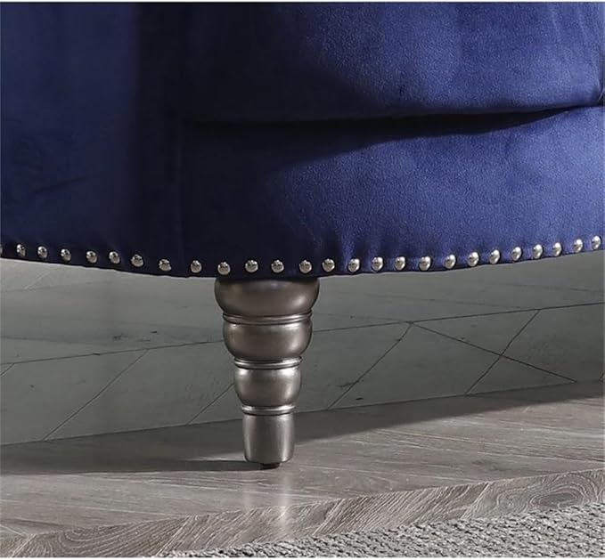 Glory Furniture Dania Velvet Upholstered Loveseat in Blue