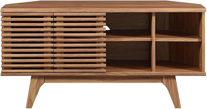 Modway Render Mid-Century Modern Low Profile Corner Media TV Stand in Wal 15 x 46 x 23