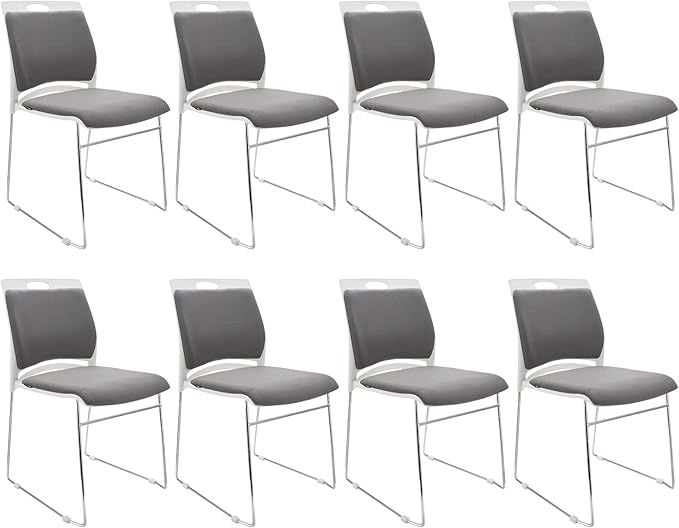 8 Pack Stackable Chairs - 1102LB Capacity Modern Reception Chairs for Home Office Kitchen Waiting &amp Multi-Purpose Rooms
