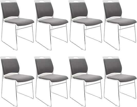 8 Pack Stackable Chairs - 1102LB Capacity Modern Reception Chairs for Home Office Kitchen Waiting &amp Multi-Purpose Rooms