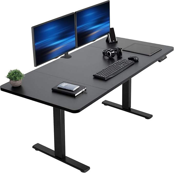 VIVO Electric 60 x 30 in Standing Desk Memory Height Adjustment 1B Series Holds 220 lbs Black Top Black Frame DESK-KIT-1B6B-30
