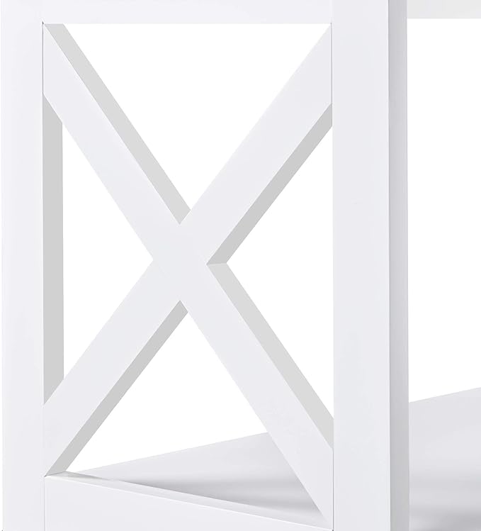 Yaheetech Television Stands &amp Entertainment Centers with 3 Tier Storage Shelf TV Stand for Living Room White