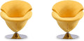 Manhattan Comfort Tulip Swivel Accent Chair Set of 2 with 360° Turn Modern Flower Inspired Design Soft Velvet Upholstery Polished Chrome Base No Assembly Required 300 Lbs Capacity Yellow