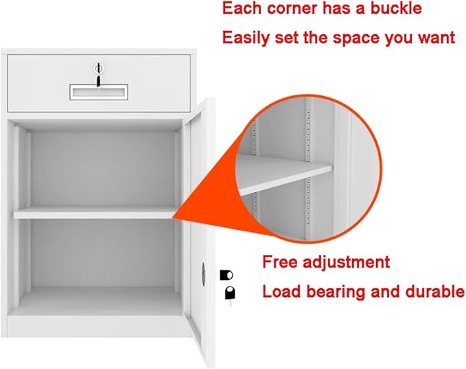 HASMI Filing Cabinet File Cabinet with Lock Under Desk Metal Filing Cabinet 1 Drawer and 1 Cabinet File Cabinet for Legal/Letter/A4 File Fully Assembled Storage Cabinet (Color : Coffee Color)