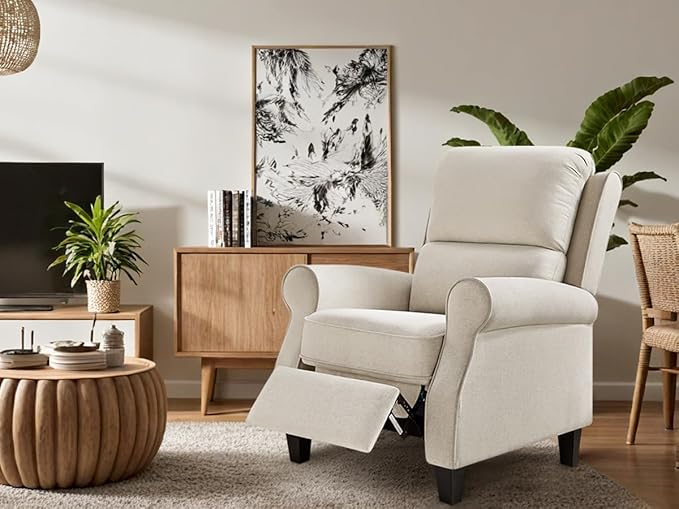 Oversized Recliner Chair for Living Room Modern Reclining Sofa Home Theater Seating with Upholstered Push Back Mid-Century Reclining Armchair with Lumbar Support Bedroom Reading Nook Office