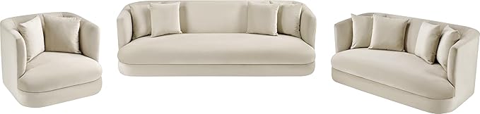 Meridian Furniture 699Cream-C Alder Collection Modern | Contemporary Chair with Ultra Luxe Cream Velvet 460 GSM Velvet Solid Wood Frame 38 W x 36 D x 30 H Cream
