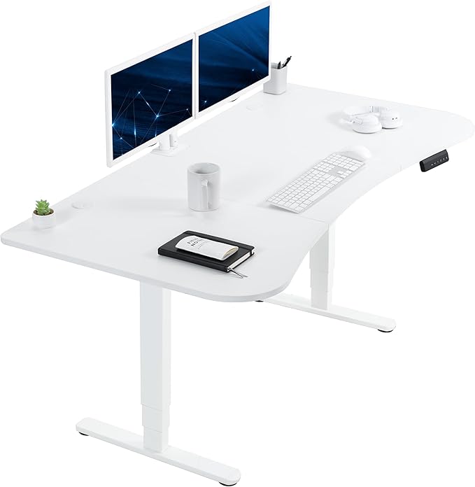 VIVO Electric 63 x 32 in Dual Motor Standing Desk Memory Height Adjustment 2B Series White Top White Frame DESK-KIT-2W1W