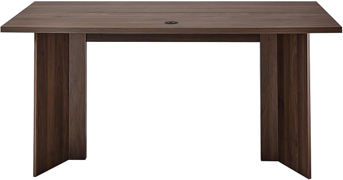 VEVOR 63 in Executive Desk Large Modern Rectangle Office Table Heavy Duty Wooden Executive Table with Cable Connection Hole 250 LBS Load Capacity Easy Assembly for Work Study Writing Walnut