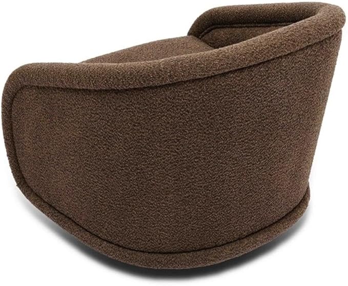 Pemberly Row Transitional Boucle Swivel Chair Chocolate Brown Solid Wood Base Shelter Arm Handmade Accent Chair for Living Room or Bedroom 360-Degree Swivel Function Wide Deep Seat