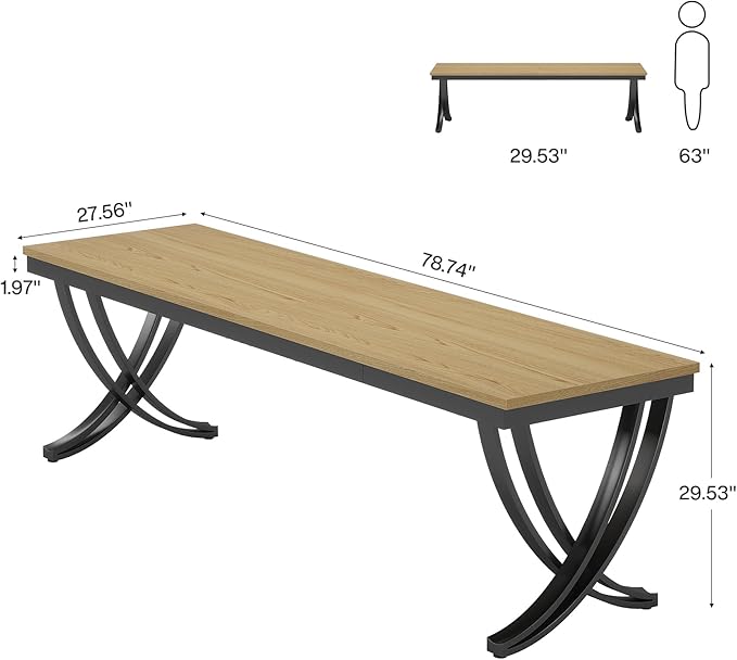 Tribesigns 2 Person Office Computer Desk 78.7-Inch Extra Long Desk Large Double Desk for Two People Workstation Work Desk for Home Office with Stylish Legs (Natural)