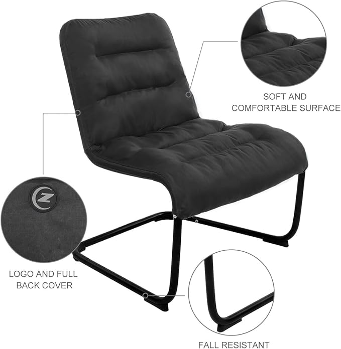 Upholstered Durable Metal Modern Chair with Soft Cushion Black - Ideal for Bedrooms Living Rooms Dorms Indoor Spaces Accent and Lounging