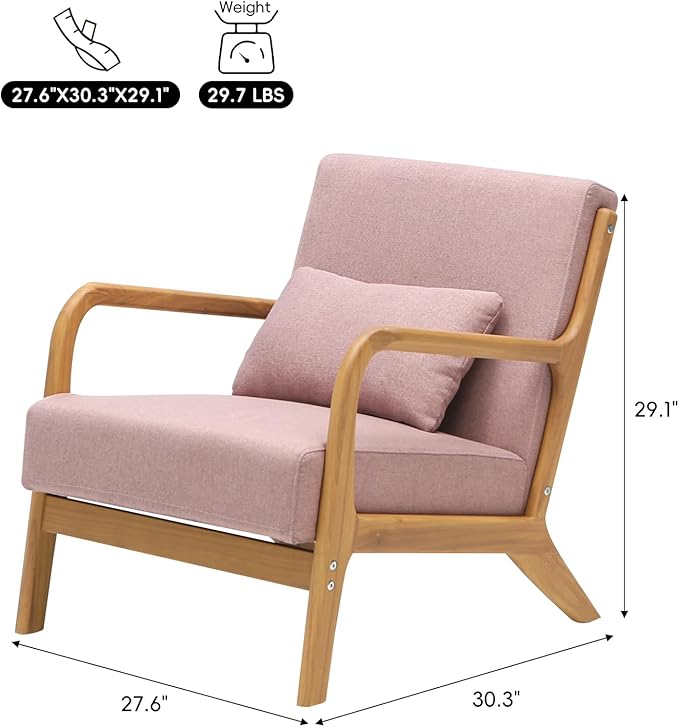 CottonColors Accent Chair Living Room Chairs &amp Reading Chair - Solid Wood Frame with Soft Cushion Removable Machine-Washable Cover (Multiple Colors)