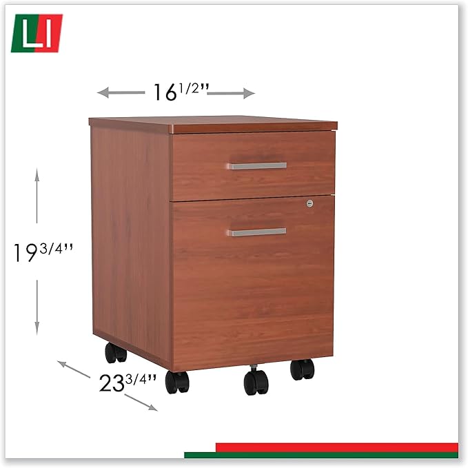 Linea Italia Trento Line Mobile Pedestal File Left Or Right 2-Drawers: Box/File Legal/Letter Cherry 16.5 X 19.75 X 23.63