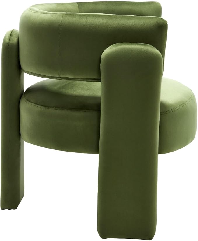 Set of 2 Accent Chairs with Arms Upholstered Barrel Armchair with Curved Back Comfy Single Side Chair for Reading Living Room Home Office Green