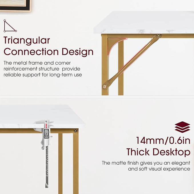 BestOffice Computer DeskHome Office Desk Modern Simple Style for Home Office Study Writing (Gold 32 Inch)