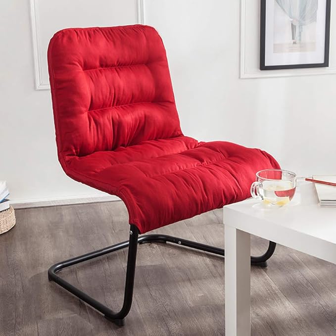 Durable Metal Modern Chair with Soft Comfortable Cushion Red - Ideal for Bedrooms Living Rooms Dorms Indoor Spaces Accent and Lounging