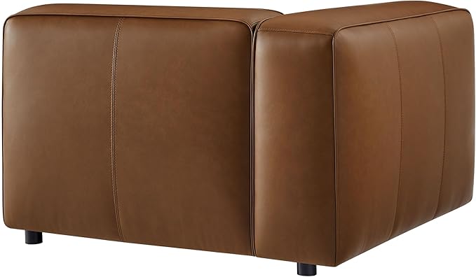Modway Auren Vegan Leather Left Modular Armchair in Coffee - Faux Leather Left Arm Facing Sectional Chair - Mid Century Modern Single Sofa Chair - Living Room Oversized PU Leather Chair