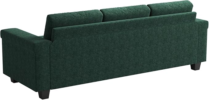 3 Seater Sofa Couch with Deep Seat 90 Modern Upholstered Sofa with Armrests Easy Installation Comfy Couches for Living Room Apartment Green