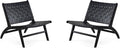 Manhattan Comfort Maintenon Modern Faux Leather Accent Chair with Solid Ashwood Legs Modern Woven Design Fully Assembled Perfect for Living Room Set of 2 Black/Natural