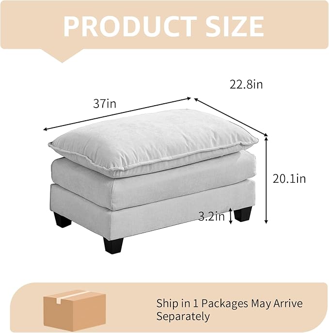 Beige Ottoman for Modular Sectional Sofa Chenille Fabric Cloud Couch Ottoman Oversized Sectional Seating for Living Room Bedroom Apartment Sofas para Sala