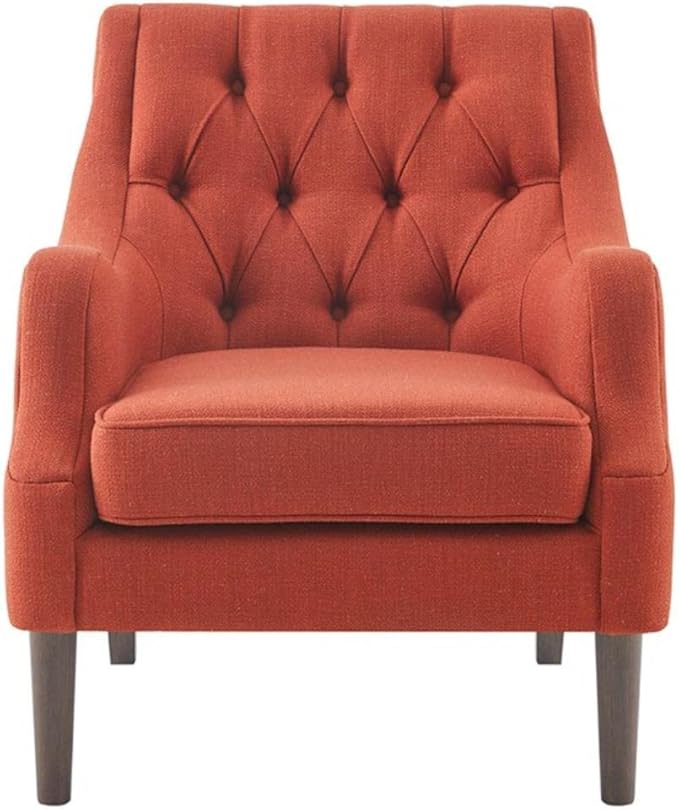 Madison Park Accent Chair for Living Room Upholstered Button Tufted Back Removable 5.75 T Seat Cushion Solid Wood Legs Modern Accent Armchair Family Room Furniture Bedroom Chair 29.25 W Spice