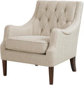 Madison Park Accent Chair for Living Room Upholstered Button Tufted Back Removable 5.75 T Seat Cushion Solid Wood Legs Modern Accent Armchair Family Room Furniture Bedroom Chair 29.25W Beige