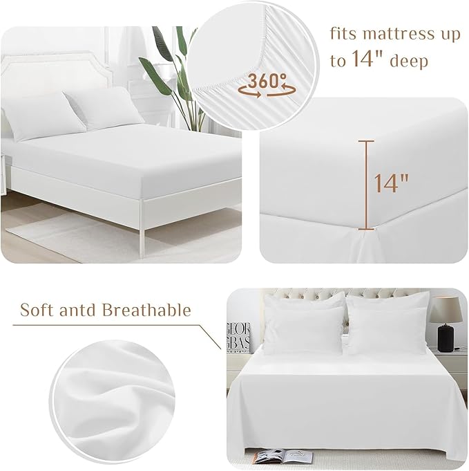 JOLLYVOGUE Full Comforter Set Ultra-Soft Bed in a Bag Full Size 7 Pieces Oeko-TEX Certified Bedding Set with Down Alternative Comforter Sheets Pillowcases &amp Shams White