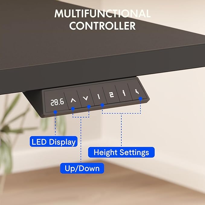 FLEXISPOT EN2 48''x24'' Electric Standing Desk with PC Stand Bundle One-Piece Desktop Easy-to-Install Hanging Design PC Mount Bundle for Home Office Game &amp Small Spaces Black