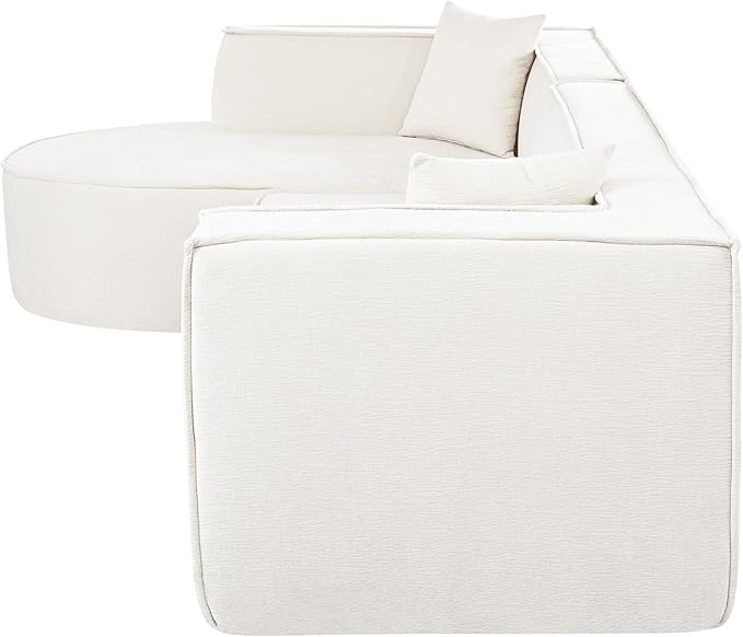Modern Modular L-Shape Sectional Sofa Couch with Curved Design and Two Throw Pillowsfor Living Room Apartment Study Office (Beige@Curved)