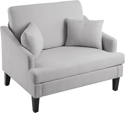 Bezseller Oversized Accent Chair 33.5'' Wide Accent Chairs with 2 Pillows for Living Room &amp Bedroom Modern Reading Chair Upholstered Single Sofa Chair Comfy Living Room Chair Grey