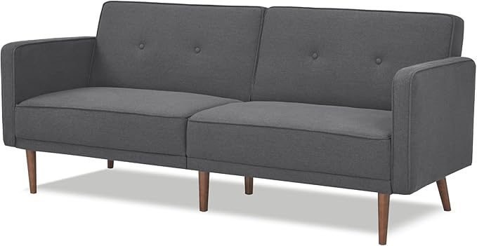 Artdeco Home Convertible Sofa Bed with 3 Level of Adjustability 76 W Mid-Century Style Soft 100% Polyester Fabric Sleeper Sofa for Small Space Living Room and Apartment(Charcoal)
