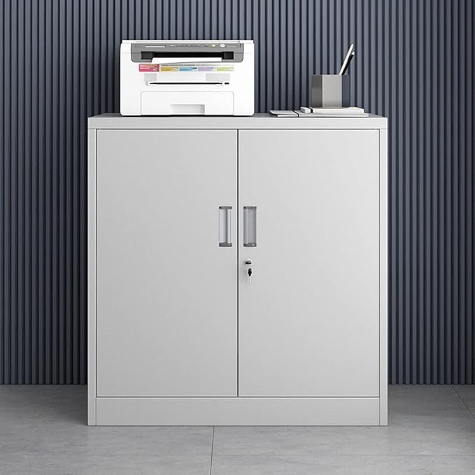 File Cabinet Filing Cabinet Metal File Cabinet Lateral Filing Cabinet with Locking Double Cabinet Door Storage Cabinet for Home Office 33.4L×35.4H×15.3D White Office Furniture Filing Cabinets f