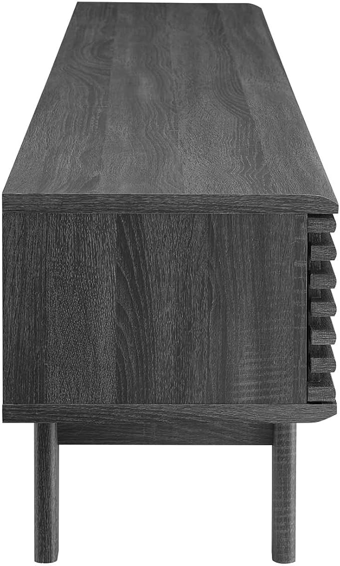 Modway Render Mid-Century Modern Low Profile 70 Inch Media Console TV Stand in Charcoal 70