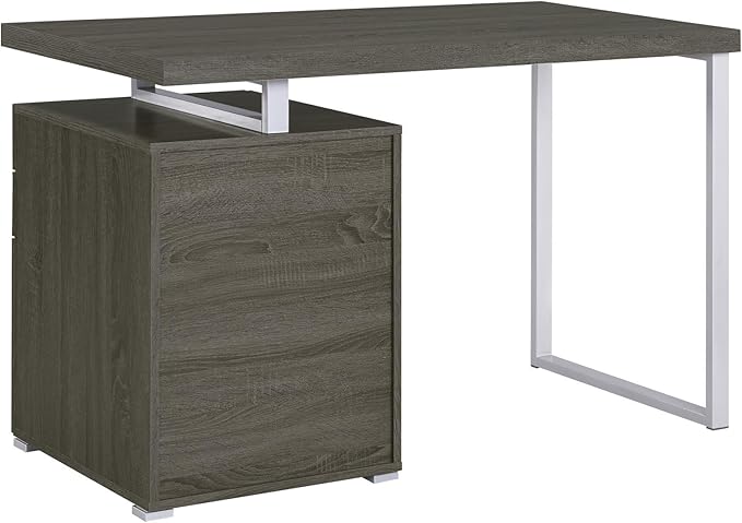 Weathered Grey 3-Drawer Reversible Office Desk