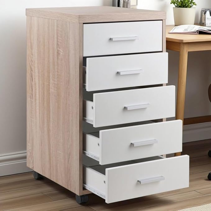 Reclaimed Wood &amp White 5-Drawer File Cabinet