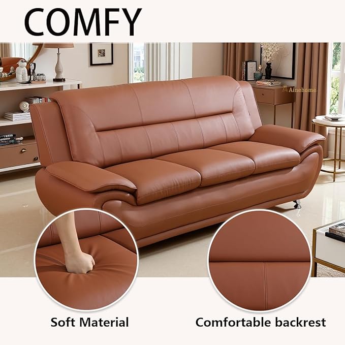 A Ainehome Sectional Sofa Couch Set Living Room Furniture Sets Modern Leather Sofa Couch for Living Room(A-Orange)