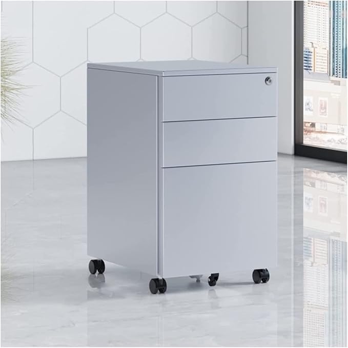 Office Storage File Cabinet Movable Cabinet Three Drawers Movable Sliding Storage Cabinet Low Cabinet with Lock (C)