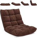 Moccha 14-Position Floor Chair Folding Sofa Chair with Back Support Memory Foam Floor Gaming Chairs for Adults Adjustable Padded Couch Recliner Sleeper Bed for Reading Meditating Brown