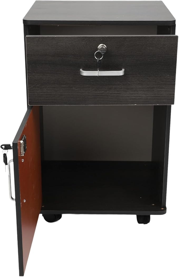 Under Desk Mobile File Cabinet Enhanced Safety Multiple Drawers Mobile File Cabinet for Home (Walnut Color)