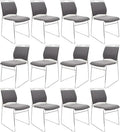 12 Pack Stacking Chairs - 1102LB Capacity Home Office Guest Chair Set With Sled Base Modern Reception Chair for Kitchen Waiting Room Multi-Purpose Use Break Room Training Cafeteria