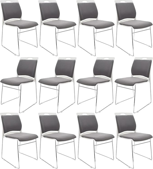 12 Pack Stacking Chairs - 1102LB Capacity Home Office Guest Chair Set With Sled Base Modern Reception Chair for Kitchen Waiting Room Multi-Purpose Use Break Room Training Cafeteria