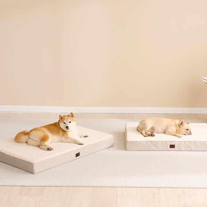 EHEYCIGA Orthopedic Dog Beds for Large Dogs with Removable Washable Cover Camel 36x27