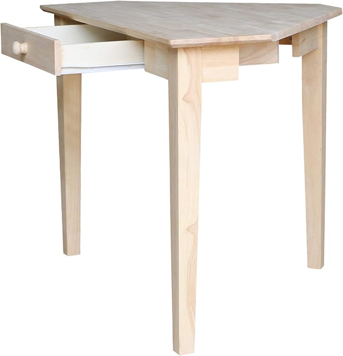 IC International Concepts Corner Computer Desk Solid Real Wood Sturdy Parawood DIY Paint/Stain Ready Unfinished