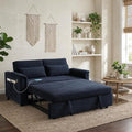 Sofa Bed Pull Out Couch with Side Pockets 3 in 1 Velvet Loveseat Sleeper Sofas Beds with USB Ports Sofa Bed Couch with Adjustable Backrest for Living Room Bedroom Apartment Blue Black